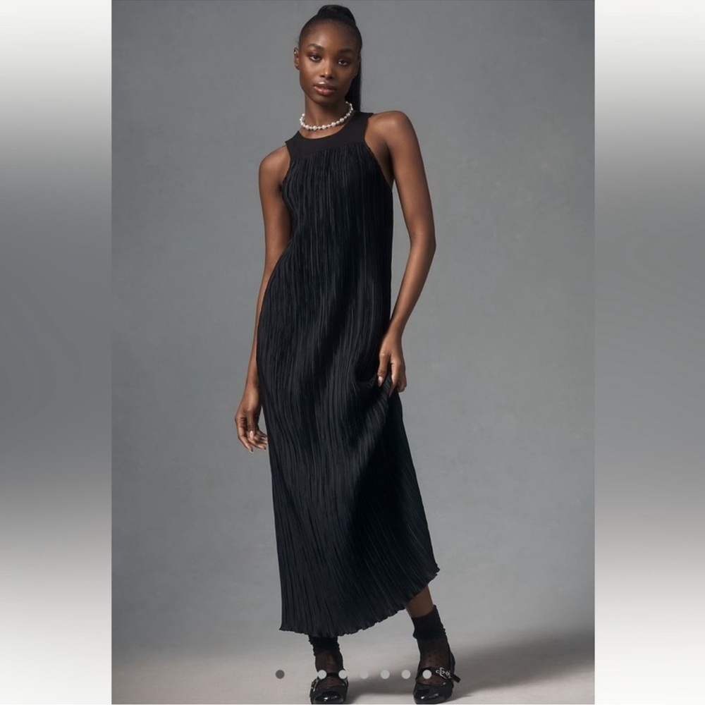 Anthropologie Halter Plisse Maxi
